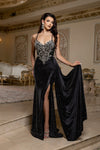 Load image into Gallery viewer, Wholesale Embellished Satin Mermaid Evening Gown with Beaded Sheer Corset Bodice by LA8244
