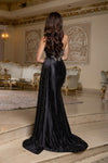 Load image into Gallery viewer, Wholesale Embellished Satin Mermaid Evening Gown with Beaded Sheer Corset Bodice by LA8244