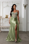 Load image into Gallery viewer, Wholesale Embellished Satin Mermaid Evening Gown with Beaded Sheer Corset Bodice by LA8244 - - Prom Dress LA Merchandise