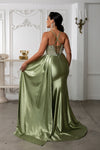 Load image into Gallery viewer, Wholesale Embellished Satin Mermaid Evening Gown with Beaded Sheer Corset Bodice by LA8244 - - Prom Dress LA Merchandise