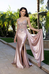 Load image into Gallery viewer, Wholesale Embellished Satin Mermaid Evening Gown with Beaded Sheer Corset Bodice by LA8244