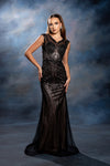 Load image into Gallery viewer, Wholesale V-Neck Illusion Sleeve Beaded Mermaid Prom Evening Gown with Sweep Train by LA8245 - - Dresses LA Merchandise