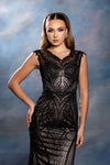 Load image into Gallery viewer, Wholesale V-Neck Illusion Sleeve Beaded Mermaid Prom Evening Gown with Sweep Train by LA8245 - - Dresses LA Merchandise