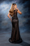 Load image into Gallery viewer, Wholesale V-Neck Illusion Sleeve Beaded Mermaid Prom Evening Gown with Sweep Train by LA8245 - - Dresses LA Merchandise