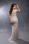 Load image into Gallery viewer, Wholesale V-Neck Illusion Sleeve Beaded Mermaid Prom Evening Gown with Sweep Train by LA8245 - - Dresses LA Merchandise