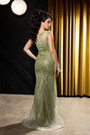 Load image into Gallery viewer, Wholesale V-Neck Illusion Sleeve Beaded Mermaid Prom Evening Gown with Sweep Train by LA8245 - - Dresses LA Merchandise