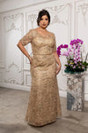 Load image into Gallery viewer, Wholesale Sequin Lace Mother of the Bride Gown Beaded Floral Evening Dress with Sleeves by LA8246