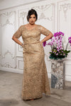 Load image into Gallery viewer, Wholesale Sequin Lace Mother of the Bride Gown Beaded Floral Evening Dress with Sleeves by LA8246