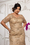 Load image into Gallery viewer, Wholesale Sequin Lace Mother of the Bride Gown Beaded Floral Evening Dress with Sleeves by LA8246