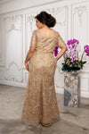 Load image into Gallery viewer, Wholesale Sequin Lace Mother of the Bride Gown Beaded Floral Evening Dress with Sleeves by LA8246