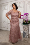 Load image into Gallery viewer, Wholesale Sequin Lace Mother of the Bride Gown Beaded Floral Evening Dress with Sleeves by LA8246