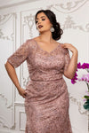 Load image into Gallery viewer, Wholesale Sequin Lace Mother of the Bride Gown Beaded Floral Evening Dress with Sleeves by LA8246