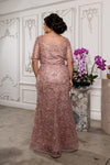 Load image into Gallery viewer, Wholesale Sequin Lace Mother of the Bride Gown Beaded Floral Evening Dress with Sleeves by LA8246