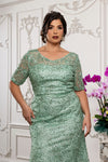 Load image into Gallery viewer, Wholesale Sequin Lace Mother of the Bride Gown Beaded Floral Evening Dress with Sleeves by LA8246