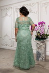 Load image into Gallery viewer, Wholesale Sequin Lace Mother of the Bride Gown Beaded Floral Evening Dress with Sleeves by LA8246