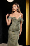 Load image into Gallery viewer, Wholesale Off-Shoulder Sweetheart Beaded Glitter Tulle Mermaid Prom Evening Gown by LA8247 - - Dresses LA Merchandise