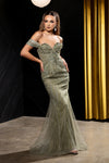 Load image into Gallery viewer, Wholesale Off-Shoulder Sweetheart Beaded Glitter Tulle Mermaid Prom Evening Gown by LA8247 - - Dresses LA Merchandise