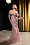 Load image into Gallery viewer, Wholesale Off-Shoulder Sweetheart Beaded Glitter Tulle Mermaid Prom Evening Gown by LA8247 - - Dresses LA Merchandise