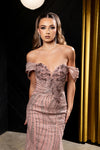 Load image into Gallery viewer, Wholesale Off-Shoulder Sweetheart Beaded Glitter Tulle Mermaid Prom Evening Gown by LA8247 - - Dresses LA Merchandise