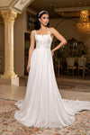 Load image into Gallery viewer, Wholesale Sweetheart Lace Illusion Corset A-Line Chiffon Wedding Bridal Gown with Train by LA8248