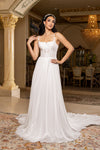 Load image into Gallery viewer, Wholesale Sweetheart Lace Illusion Corset A-Line Chiffon Wedding Bridal Gown with Train by LA8248