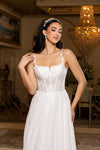 Load image into Gallery viewer, Wholesale Sweetheart Lace Illusion Corset A-Line Chiffon Wedding Bridal Gown with Train by LA8248