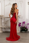 Load image into Gallery viewer, Wholesale Deep V Sweetheart Beaded Sheath Prom Evening Gown with Detachable Cape by LA8250 - - Dresses LA Merchandise