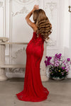 Load image into Gallery viewer, Wholesale Deep V Sweetheart Beaded Sheath Prom Evening Gown with Detachable Cape by LA8250 - - Dresses LA Merchandise