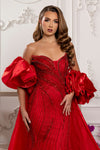 Load image into Gallery viewer, Wholesale Deep V Sweetheart Beaded Sheath Prom Evening Gown with Detachable Cape by LA8250 - - Dresses LA Merchandise