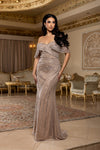 Load image into Gallery viewer, Wholesale All-Over Rhinestone Beaded Sequin Mermaid Prom Evening Gown with Sweep Train by LA8252 - SILVER NUDE - Dresses LA Merchandise