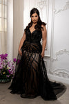 Load image into Gallery viewer, Wholesale Beaded Sheath Prom Evening Gown with Detachable Glitter Tulle Overskirt by LA8253 - - Dresses LA Merchandise