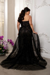 Load image into Gallery viewer, Wholesale Beaded Sheath Prom Evening Gown with Detachable Glitter Tulle Overskirt by LA8253 - - Dresses LA Merchandise