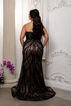 Load image into Gallery viewer, Wholesale Beaded Sheath Prom Evening Gown with Detachable Glitter Tulle Overskirt by LA8253 - - Dresses LA Merchandise