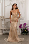 Load image into Gallery viewer, Wholesale Beaded Sheath Prom Evening Gown with Detachable Glitter Tulle Overskirt by LA8253 - - Dresses LA Merchandise