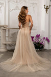 Load image into Gallery viewer, Wholesale Beaded Sheath Prom Evening Gown with Detachable Glitter Tulle Overskirt by LA8253 - - Dresses LA Merchandise
