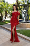 Load image into Gallery viewer, Wholesale Luxury One Shoulder Beaded Gown with Sculpted Pleated Detail &amp; High Slit by LA8254