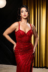 Load image into Gallery viewer, Wholesale Sweetheart Spaghetti Strap Beaded Sheath Prom Evening Gown with Slit by LA8255 - - Dresses LA Merchandise