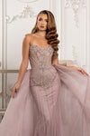 Load image into Gallery viewer, LA8257 Wholesale Strapless Sweetheart Beaded Sheath Evening Gown with Dramatic Tulle Overskirt - - Long Prom Dress LA Merchandise