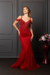 Cargar imagen en el visor de la galería, LA8259 Wholesale Off-Shoulder Sheath Prom Evening Gown with Deep V-Neckline &amp; Sweep Train - - Long Prom Dress LA Merchandise