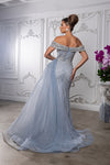 Load image into Gallery viewer, Wholesale Off-Shoulder V-Neck Beaded Crystal Mesh Sheath Prom Evening Gown by LA8261