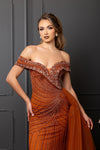 Load image into Gallery viewer, Wholesale Off-Shoulder V-Neck Beaded Crystal Mesh Sheath Prom Evening Gown by LA8261