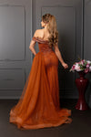 Load image into Gallery viewer, Wholesale Off-Shoulder V-Neck Beaded Crystal Mesh Sheath Prom Evening Gown by LA8261