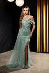 Load image into Gallery viewer, Wholesale One-Shoulder Sweetheart Sequin Beaded Corset Mermaid Prom Evening Gown by LA8264 - SAGE - Dresses LA Merchandise