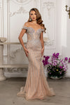 Load image into Gallery viewer, Wholesale Off-Shoulder Sweetheart Beaded Glitter Tulle Mermaid Prom Evening Gown by LA8267 - CHAMPANGE - Long Formal Dresses LA Merchandise