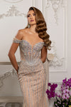 Load image into Gallery viewer, Wholesale Off-Shoulder Sweetheart Beaded Glitter Tulle Mermaid Prom Evening Gown by LA8267 - - Long Formal Dresses LA Merchandise