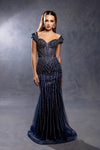 Load image into Gallery viewer, Wholesale Off-Shoulder Sweetheart Beaded Glitter Tulle Mermaid Prom Evening Gown by LA8267 - - Long Formal Dresses LA Merchandise
