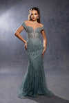 Load image into Gallery viewer, Wholesale Off-Shoulder Sweetheart Beaded Glitter Tulle Mermaid Prom Evening Gown by LA8267 - - Long Formal Dresses LA Merchandise