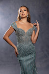 Load image into Gallery viewer, Wholesale Off-Shoulder Sweetheart Beaded Glitter Tulle Mermaid Prom Evening Gown by LA8267 - - Long Formal Dresses LA Merchandise