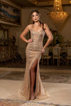 Load image into Gallery viewer, Wholesale Strapless Sweetheart Plunge Illusion Fully Beaded Geometric Sheath Evening Gown LA8268 - - Dresses LA Merchandise