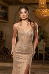 Load image into Gallery viewer, Wholesale Strapless Sweetheart Plunge Illusion Fully Beaded Geometric Sheath Evening Gown LA8268 - - Dresses LA Merchandise
